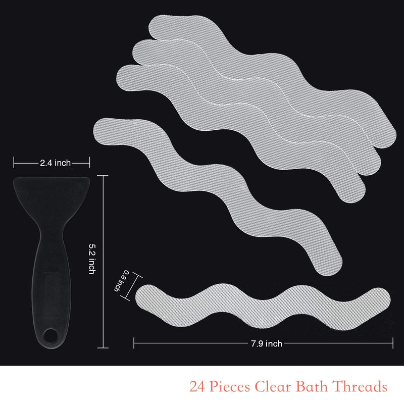 Secopad 24 PCS Patented Anti Slip Shower Stickers and 2 in X 30 FT (360IN) Black Window Screen Repair Tape