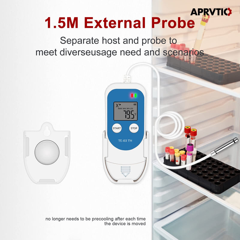 TE-03 TH Temperature Humidity Data Logger with High Precision Digital Probe, Accuracy up to ±0.3°C, Auto PDF&CSV Reports, LED Warning Light TE-03 TH 1