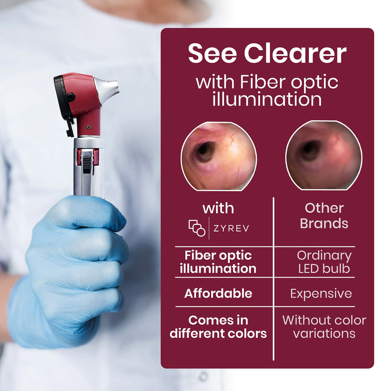 [Australia - AusPower] - Zyrev ZetaLife Otoscope Set with 50 Extra Disposable Specula Tips, Maroon 