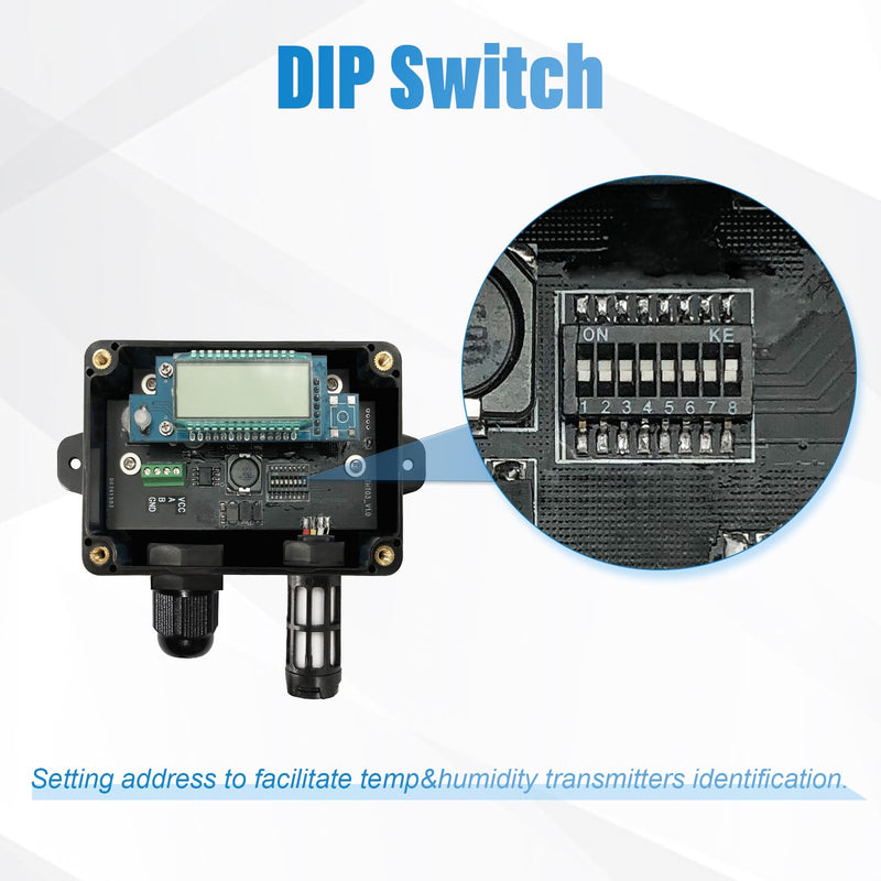 Tzone RS485 Temperature Humidity Sensor Modbus RTU Temp Sensor Digital Industrial Temp and Humidity Transmitter Wall Mounted,-40℉ to 257℉ Temperature Probe Analog Moisture Monitor Greenhouse Grow Tent THT03R RS485 Output