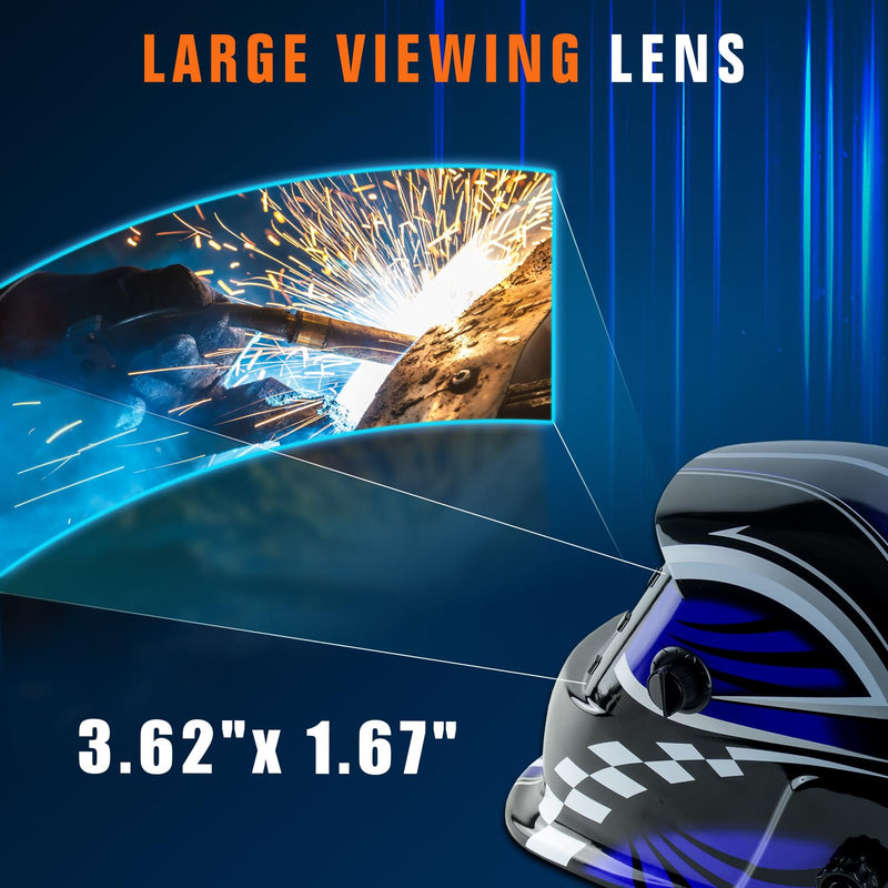 TRQWH Welding Hood Auto Darkening Welding Helmet with Light True Color 1/1/1/2 Top Optical Clarity Wide Shade 9-13 Welding Mask with Grinding Weld Helmet (TRQ-HD01) KTS-HD01