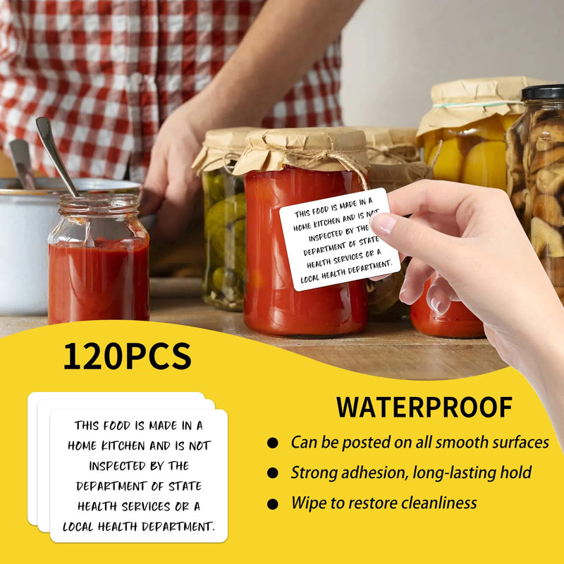 120 Pack Cottage Food Law Label Stickers,1.5x2 Inch Cottage Law Labels for Baker's,Home Kitchen Food Labels Non-Inspection Statement