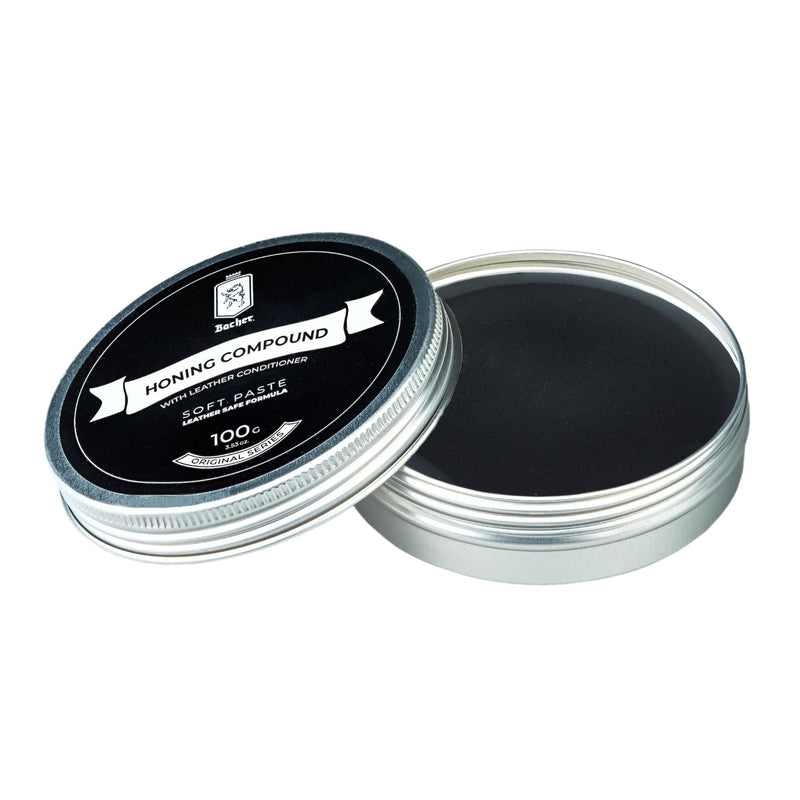Bacher 12000 Scraper Paste Black for Knives & Strops - 100 g | Weich ohne Hitze | Schleifpaste Messer, Polierpaste Lederscheibe | ultrafein 0,4-0,6 µm | ca. 50-100 Anwendungen | Applikator