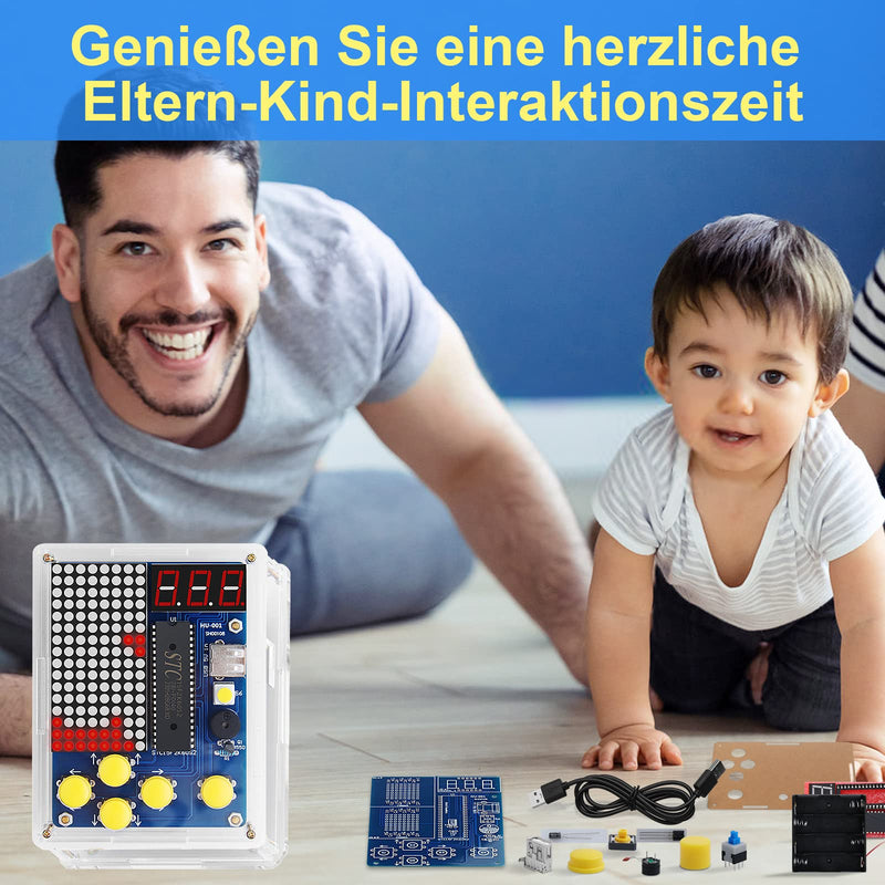 DIY Game Console Handset with Acrylic Casing, Soldering Practice Kit, DIY Retro Classic Electronics Kit for Mint School Education Yellow button