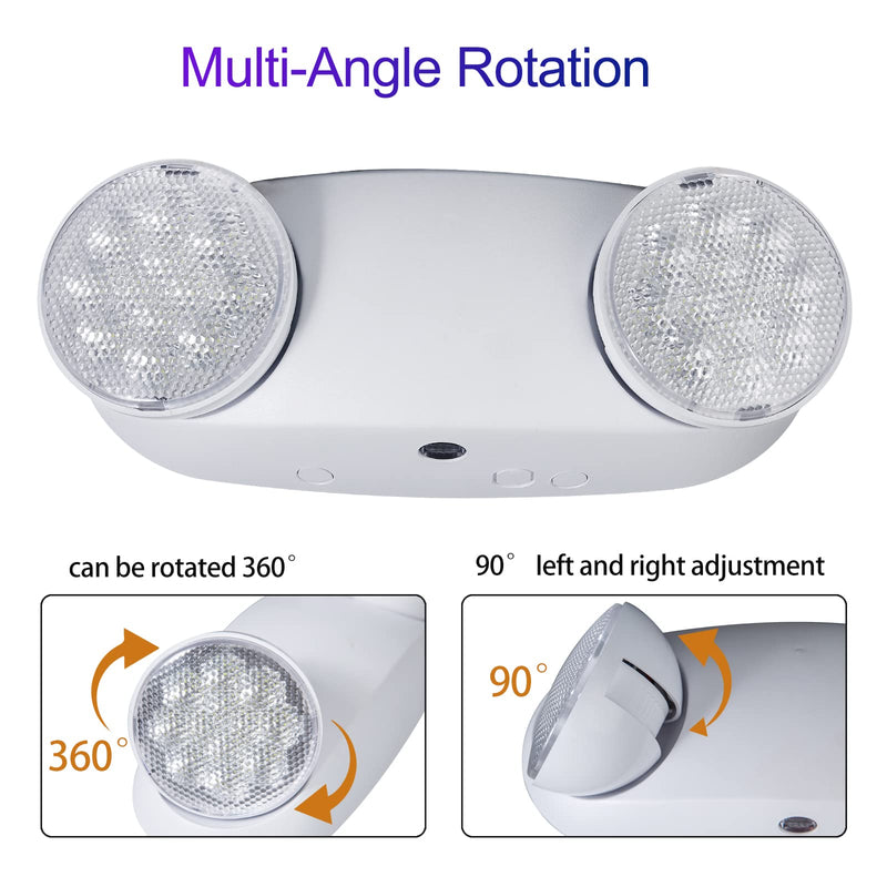 GZRUIYANG LED Emergency Lights with Battery Backup, Commercial Emergency Light Fixtures for Business Home Power Failure Emergency Exit Sign Lighting with 1.0 Meter Plug in Cord AC120V 1 Pack White with Plug
