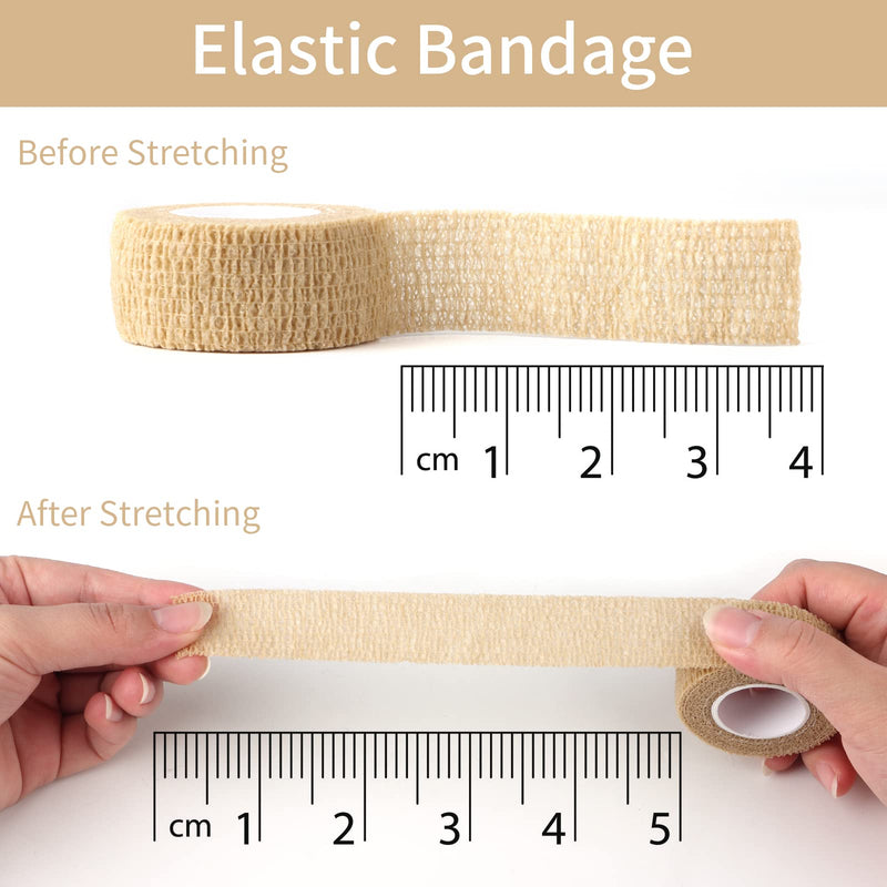1 Inch Wide Skin Colour Elastic Self- Adhesive Bandage Finger Tape,Wrap Bandages for Wrist and Ankle for Chair and Table Legs to Reduce Friction and Noise-12pc 12pcs