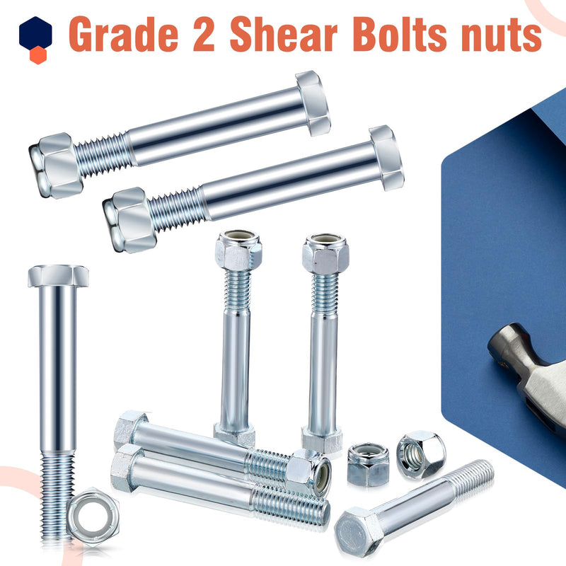 [Australia - AusPower] - Blulu 5 Pack Grade 2 Shear Bolts for Rotary Cutters Bolts and Lock Nuts Kit 1/2" x 3-1/2" with Nylock Nuts Fit Brush Cutter Tractor Gearboxes Compatible with Rotary Cutters Mill Grad (Half Thread) Half Thread 