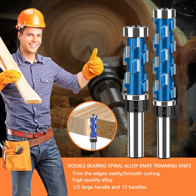 Flush Trimming Bit Flush Trim Router Bit Set 1/2 Inch Shank Top Bearing Flush Trim Router Bit (2 PCS) (4-7/8'') 4-7/8''