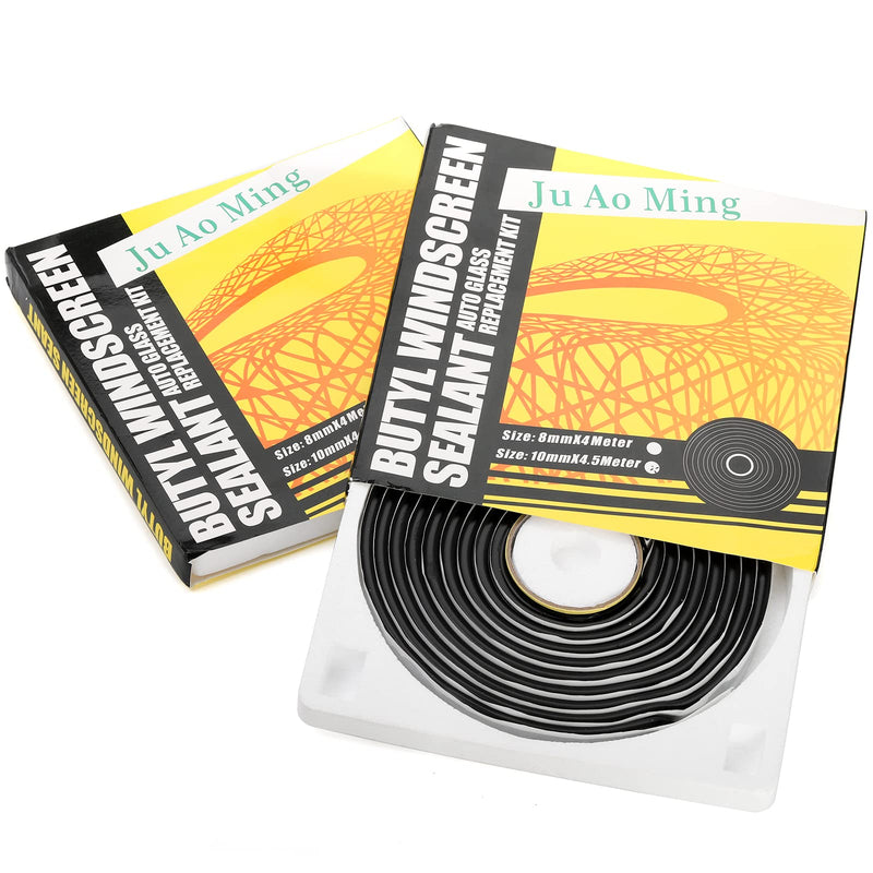 ZOOFOX 2 Pack Butyl Seal Tape, 3/8" x 15 Feet Black Rubber Sealant Tapes, Leak Proof Putty Tape for RV Patching, Window Caulking, Door, Headlight, Windshield, Boat Sealing, Roof Patching