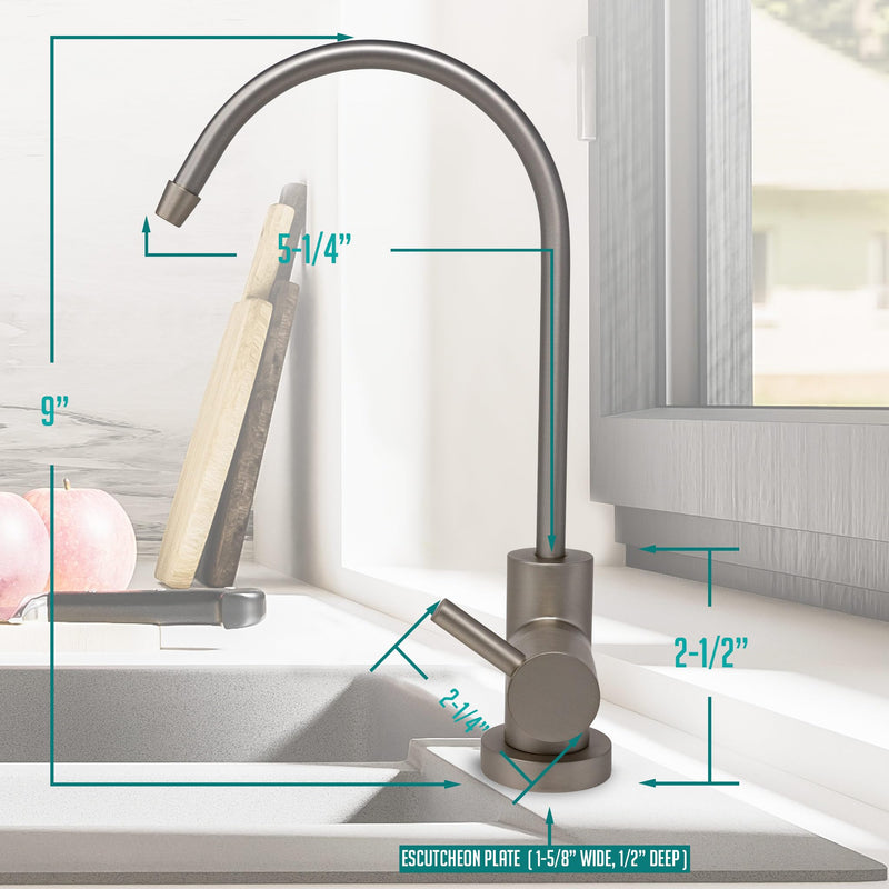 Metpure Non-airgap NSF Certified RO Faucet Reverse Osmosis Drinking Water Filtration System Water Dispenser Spout (Satin Nickel). Euro Style with Faucet Wrench. Satin Nickel