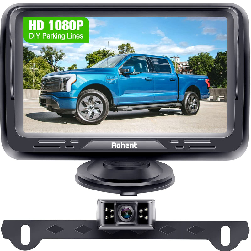 [Australia - AusPower] - Rohent Backup Camera Monitor HD 1080P Night Vision Waterproof Car Truck License Plate Back Up Rear View Reverse Cam Kit DIY Gridlines R1 