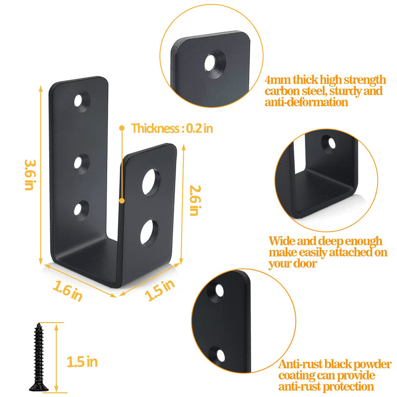 [Australia - AusPower] - Door Barricade Brackets, 2 Pack 2x4 Door Barricade Brackets Door Security Barricade Brackets Bar Security Holder for Home, Barn, Shed, Garage, Gate to Security Door Reinforcement Fits 2x4 Bars, Black 