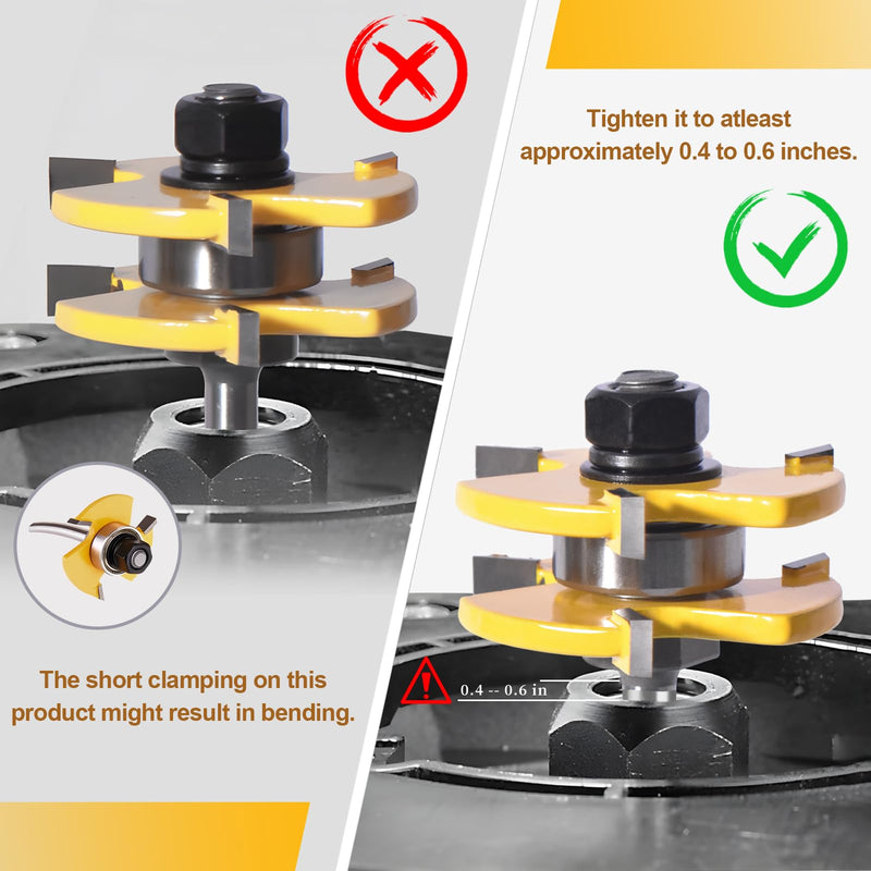 [Australia - AusPower] - Tongue and Groove Router Bit Set of 2 Pieces,Router Bits 1/4 Shank,3 Teeth Adjustable T Shape Wood Milling Cutter,Router Bits,Lock Miter Router Bit,Shank Router Bit,Tongue and Groove Router Bit 