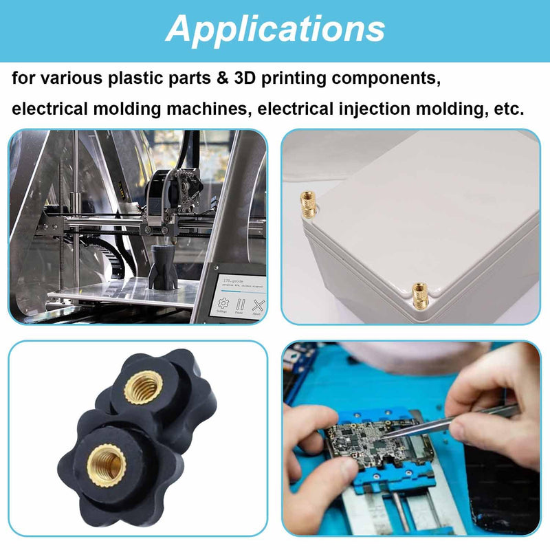 150PCS Threaded Inserts Assortment Kit, M2 M3 M4 M5 M6 Female Thread Brass Metric Knurled Nuts, Heat Set Insert for Plastic Parts & 3D Printing Components