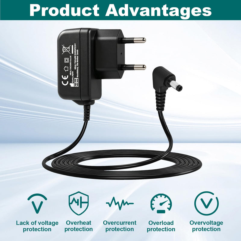 6 V Power Supply Charger for Omron Blood Pressure Monitor, Replacement AC Power Adapter Blood Pressure Monitors, Compatible with M2 M3 M6 M7 Intelli IT X3 X4 X7 Smart, 1.5 m Charging Cable for | Ersatz AC Netzadapter Blutdruckmessgeräten Kompatibel mit...