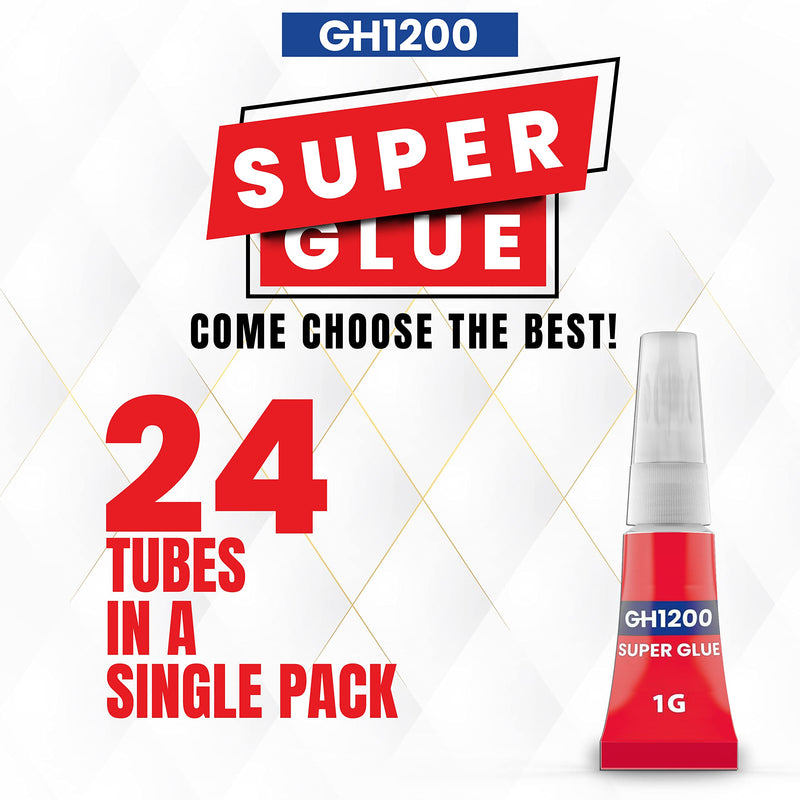 [Australia - AusPower] - 1 Gram (Pack of 24) Single use Super Glue All Purpose, Super Fast, Thick & Strong Adhesive Superglue, Cyanoacrylate Glue for Hard Plastics, DIY Craft, Ceramics, Frame, Leather, Metal Etc 