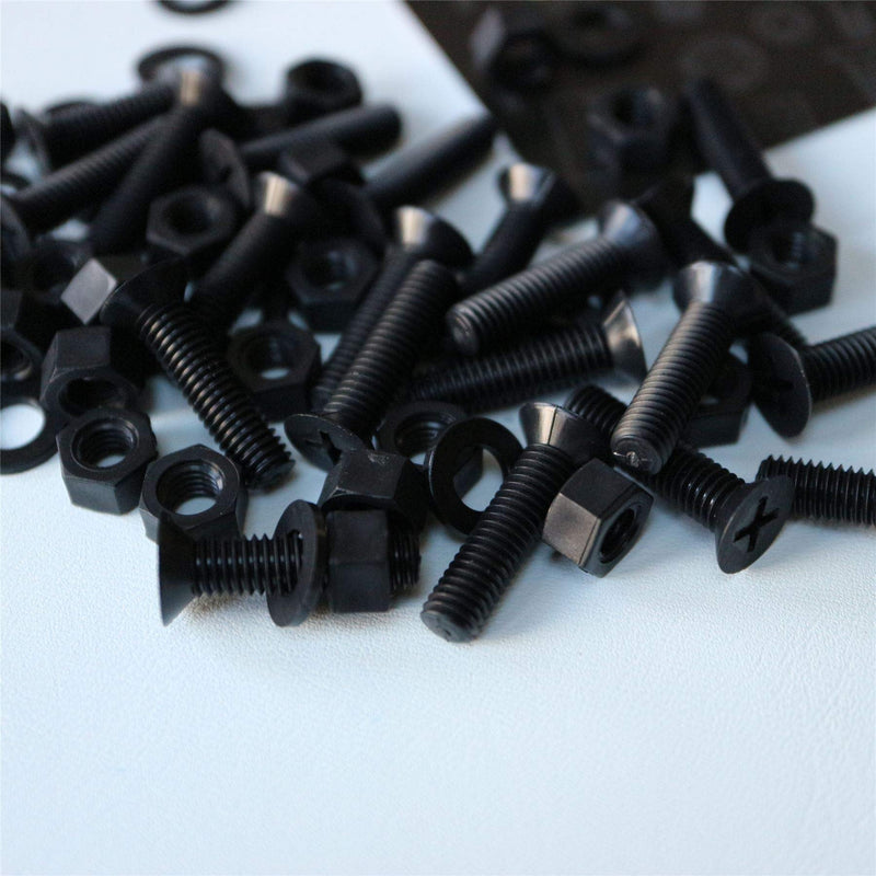 [Australia - AusPower] - 20 x Black Countersunk Screws Polypropylene (PP) Plastic Nuts and Bolts, Washers, M5 x 20mm, Anti-Corrosion, Chemical Resistant, (13/64 x 25/32 in) 