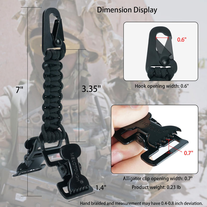 MELOTOUGH Firefighter Gloves Straps Work Glove Holder with Reflective Tape Glove Clips Tactical Glove Clip Paracord Glove Clips for Work Glove Holders with 2 Alligator Clips(Black)