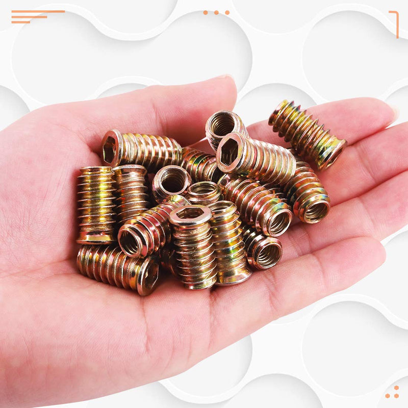 [Australia - AusPower] - 50 pcs 5/16"-18× 25mm Threaded Inserts Nuts Zinc Plated Carbon Steel Hex Socket Drive Furniture Flanged Screw-in Nut for Wood Furniture 
