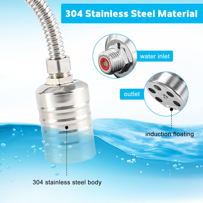 2 Pack Water Float Valve For Water Tank,1/2" to 3/4'' Fully Automatic Water Level Control Float Valve, 304 Stainless Steel Water Trough Float Valve For Water Tank Pool Livestock Troughs Distille 2 Pack
