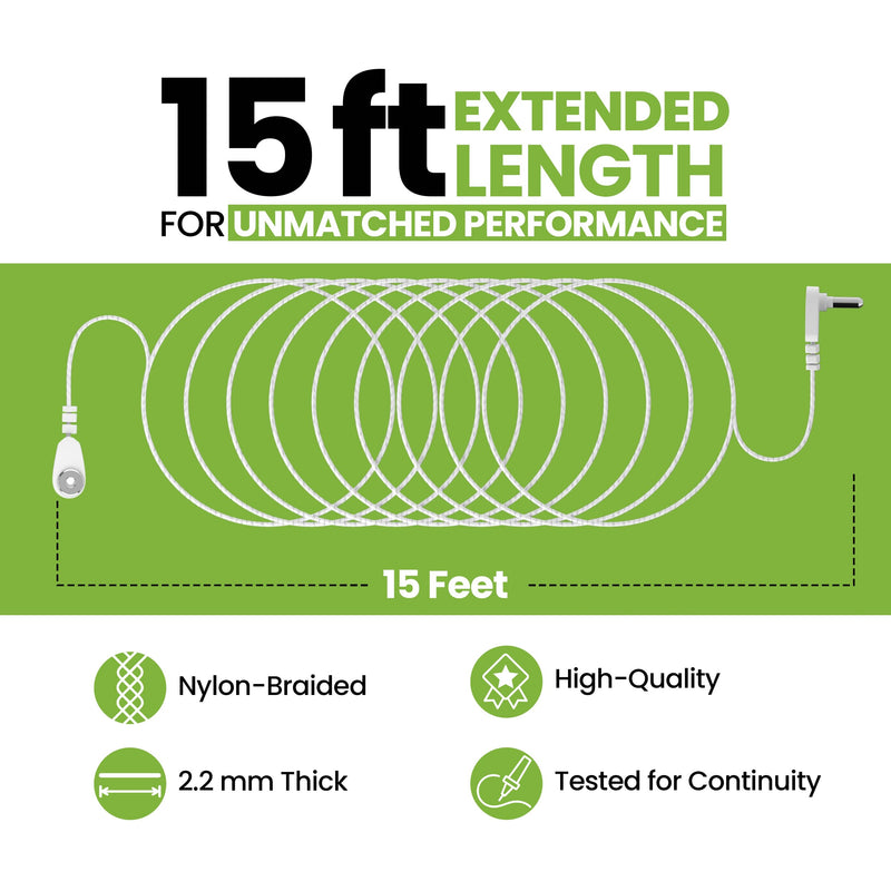 [Australia - AusPower] - Zenexcel Grounding Mat 24"x16" with Extra 15ft Nylon-Braided Cord (2 Cords Total) – Connect to Earth’s Energy for Natural Sleep, Stress Relief & Recovery 
