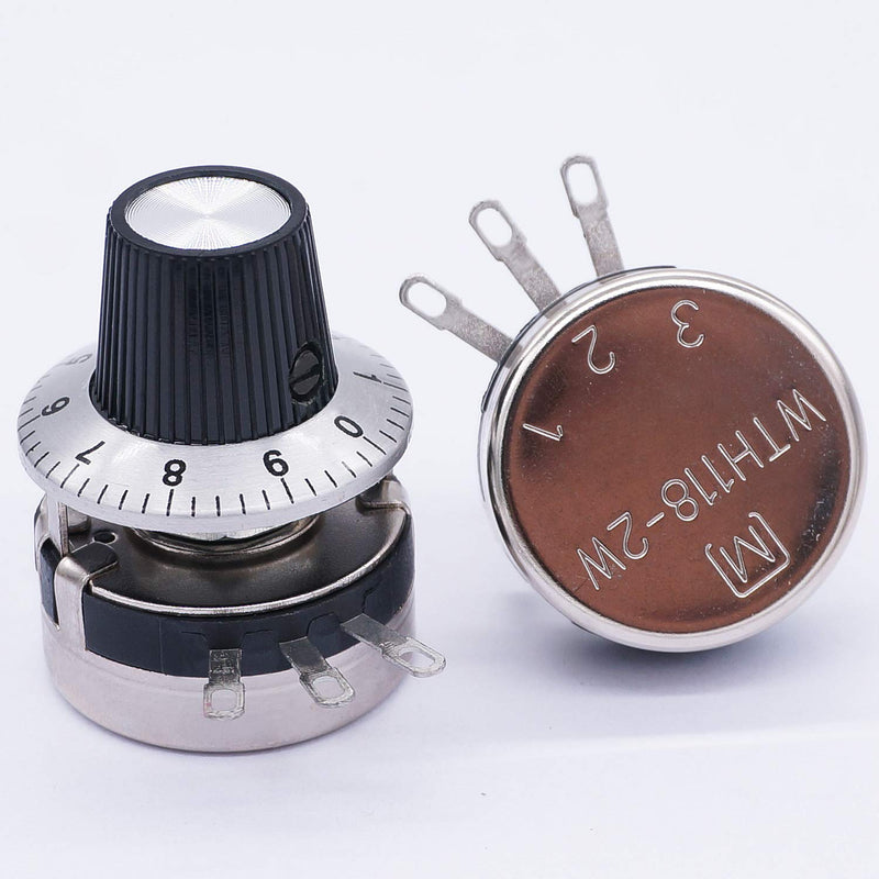 [Australia - AusPower] - TWTADE / 2pcs Single Turn Rotary Carbon Linear Variable Potentiometer + 2pcs Knob WTH118-2W 10K Ohm 
