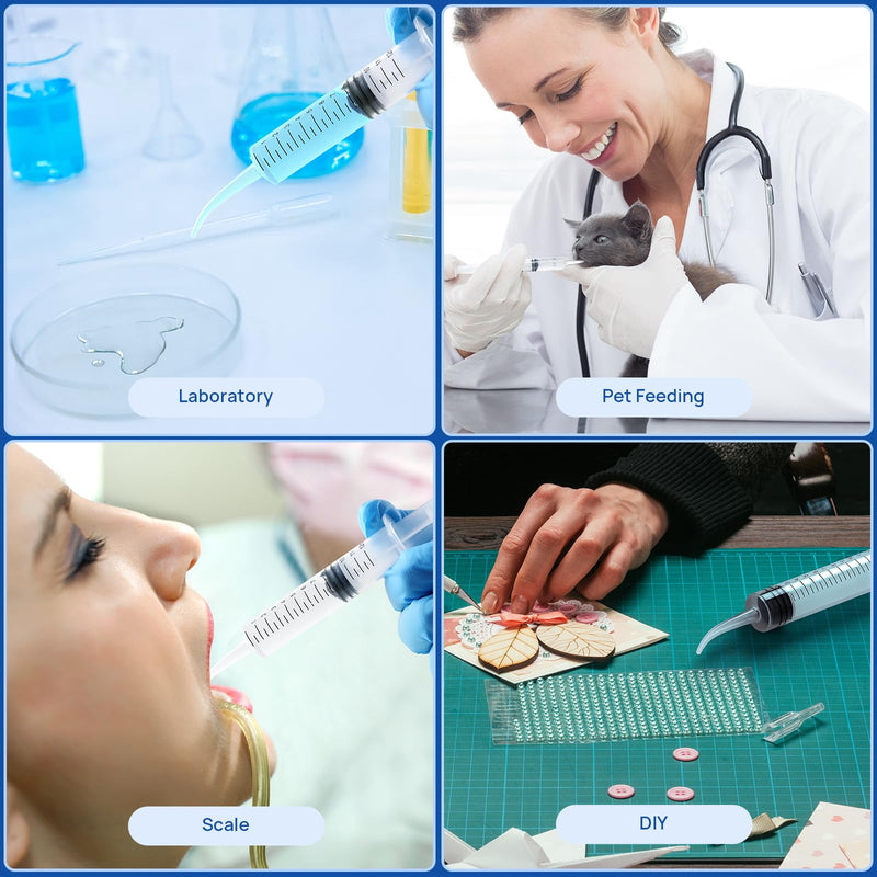 [Australia - AusPower] - JMU 10 Pcs Dental Irrigation Syringe with Curved Tip, 12cc Wisdom Teeth Syringe with Measurement, Curved Syringe Dental, Tonsil Stone Syringe for Dental Care Lab 12cc (12ml) 10.0 