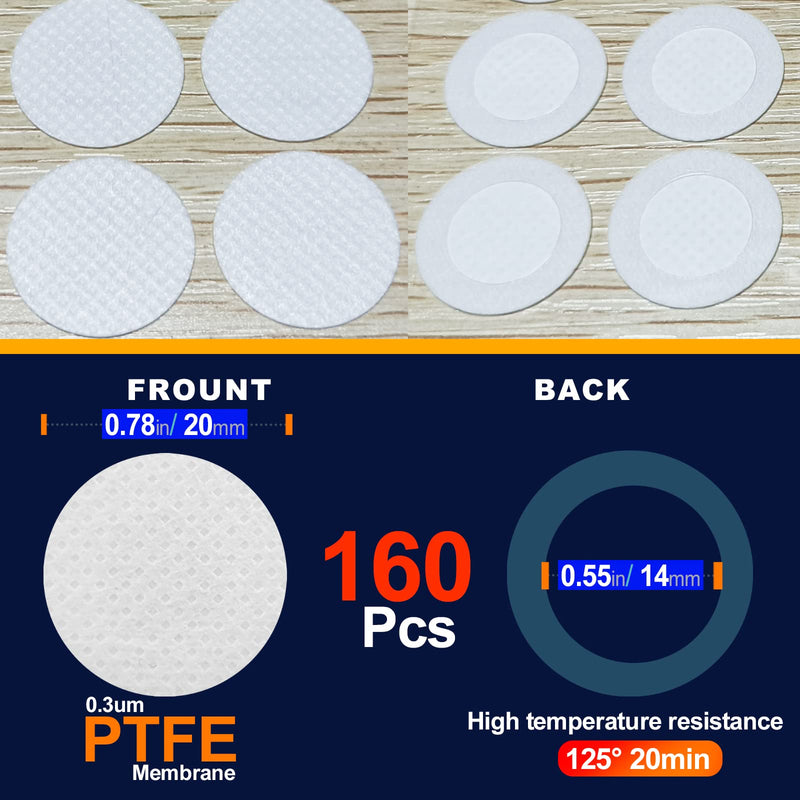 [Australia - AusPower] - ZHANXUBIO Membrane Filter Stickers 20mm 58mm 65mm 82mm 90mm 0.3um Strong Adhesive Filter Disc for Mushroom Growing (20mm, 160) 