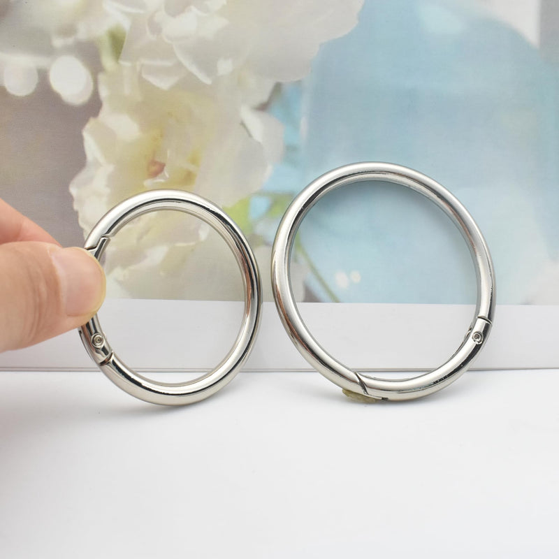 [Australia - AusPower] - 3/2.5/2/1.5 inch Big Round Carabiners Clips Metal Trigger Spring O Rings Snap Hooks DIY Charms Accessory for Keychains Bags Purses Crafts Making 2 inch(50mm)_10pcs Silver 