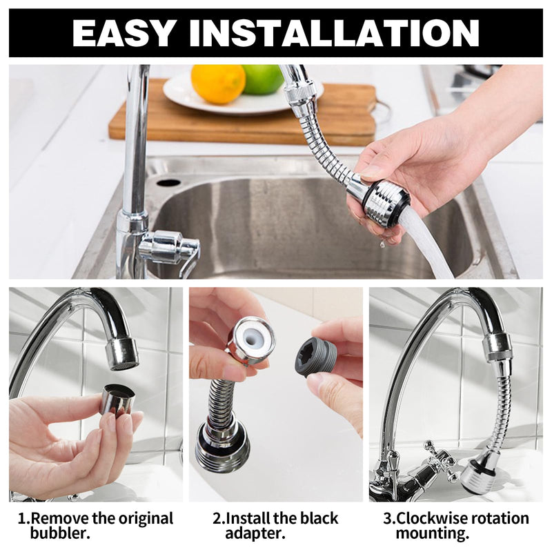[Australia - AusPower] - Tap Hose Aerator, Aerator for Taps with Hose, 360 Degree Swivel Tap Aerator, Flexible Tap Aerator, Aerator Tap Extension for Kitchen Sink 