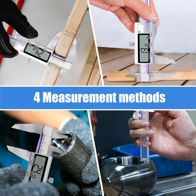 [Australia - AusPower] - Digital Caliper, Vernier Caliper Measuring Tool with Stainless Steel, Electronic Micrometer Caliper with Large LCD Screen, Auto-Off Feature, Easy Switch from Inch Metric Fraction, (6 Inch//150 mm) blue Digital Caliper 
