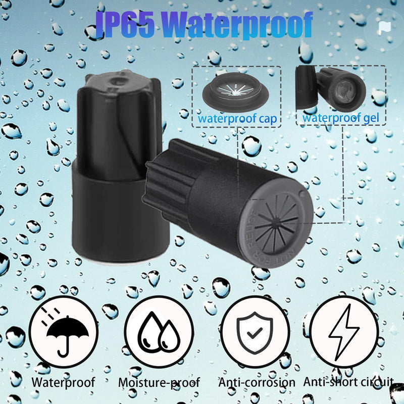 [Australia - AusPower] - 50PCS Waterproof Wire Electrical Connectors, Outdoor Seal Electrical Twist Nuts Caps Cable Terminal Connector for Landscape Light, Irrigation Valves, Wet Location Installation, 22AWG-14AWG, Black 