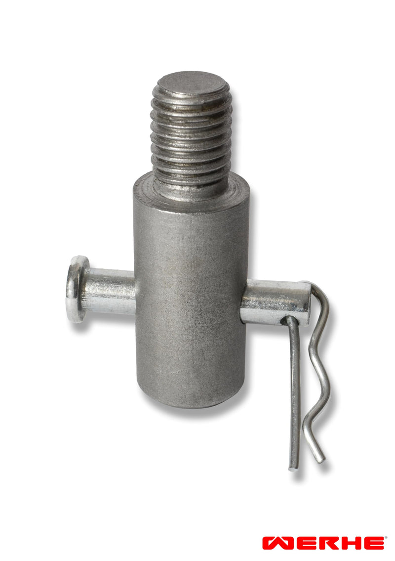 WERHE Adapter M14 for Earth Auger, Hardened Steel, with Quick Release Bolts | Compatible with agitator and concrete stirrer, ideal for fence posts and tree planting, cable and pipe laying, length 6 cm