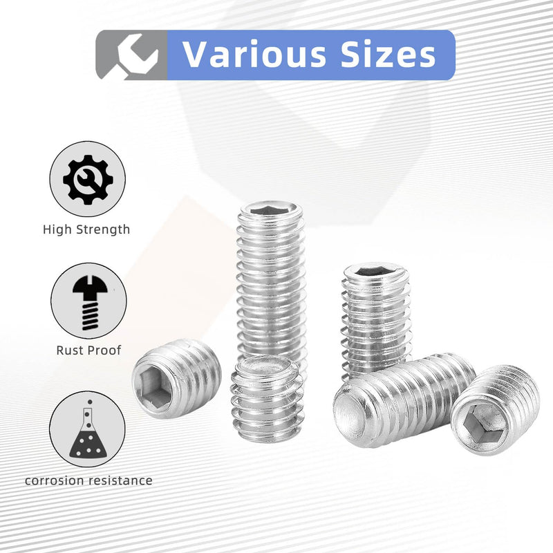 [Australia - AusPower] - 5/16-18 x 1/4" Hex Allen Head Socket Set Screws Grub Screw Bolts, 304 Stainless Steel Internal Hex Drive Cup-Point Screws with Hex Wrenches, 20 PCS 5/16-18" x 1/4" 