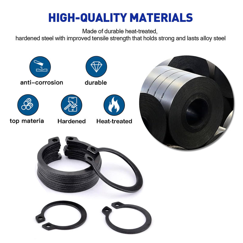 [Australia - AusPower] - 500Pcs External Circlip Snap Retaining Clip Rings Assortment Kit, Alloy Steel Snap Ring Shop Assortment Set, 21 Sizes External Retaining Rings of M4-M28 C-Clip 500PCS 