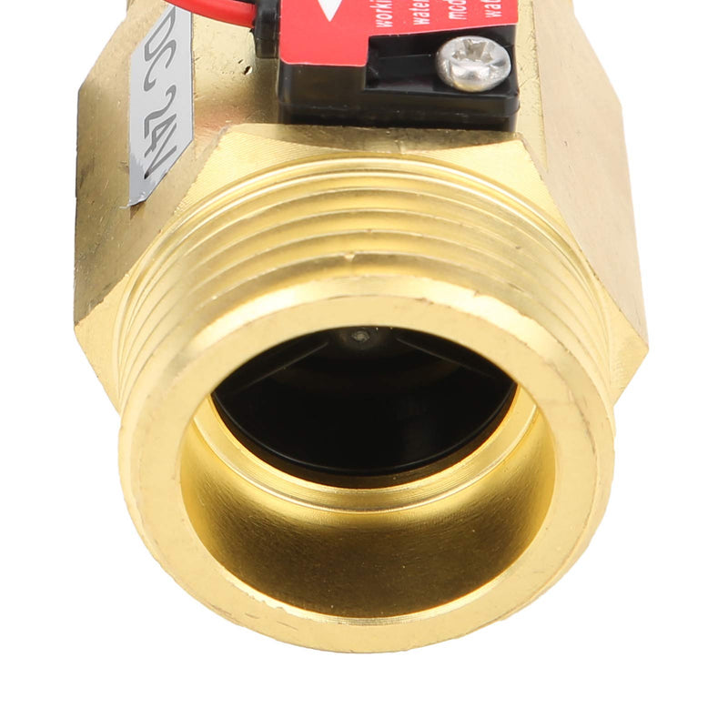 [Australia - AusPower] - Eujgoov Water Flow Meter with Counter YF-B10 Brass G1 Male Thread Hall Effect Liquid Flow Sensor for Water Heaters DC24V 2-50L/Min 