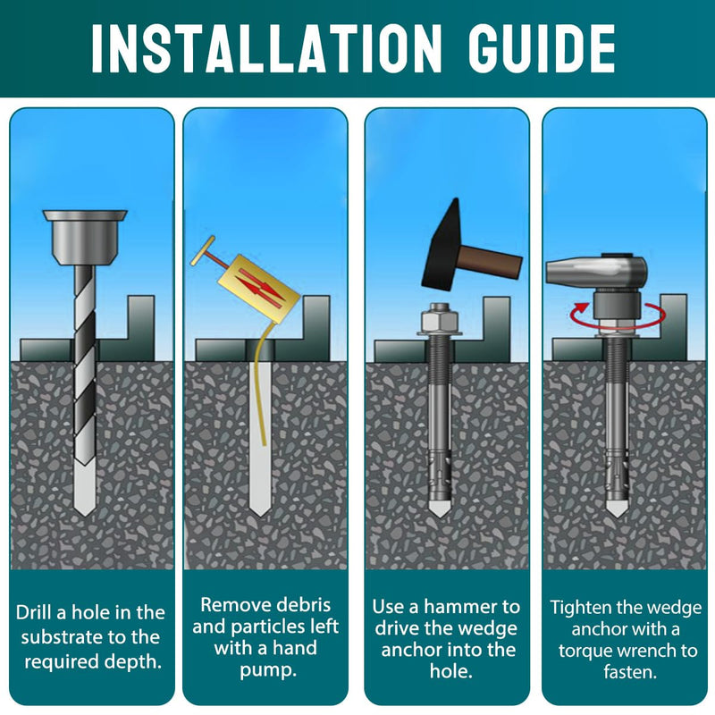 [Australia - AusPower] - 3/8" x 3" strong wedge anchor, stainless steel screws and lag bolts for cement and concrete (5 pcs) 3/8" x 3" 5 