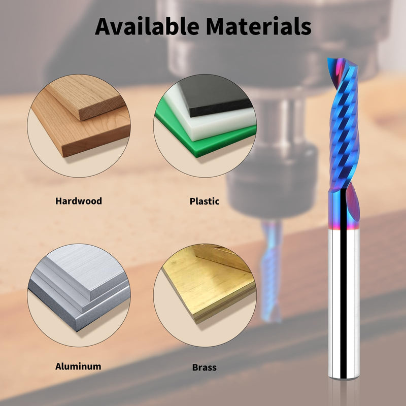 [Australia - AusPower] - Solid Carbide Single Flute End Mill 1/4” Shank, Upcut CNC Spiral Router Bit O Flute Milling Cutter for Aluminum Plastic Acrylic PVC MDF 1/4S*1/4D*1CL*2-1/2L 