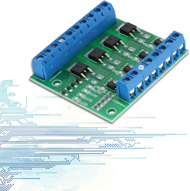 CHICIRIS PWM 4-Channel Motor Driver Module, 3-20V to 3.7-27VDC 10A MOS FET Board for PLC System, Stepper Motor Speed Control, DC Motor Drive