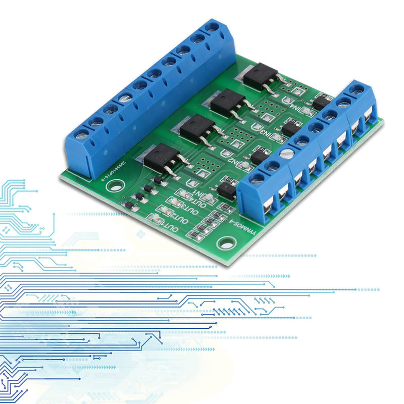 PWM 4 Channel PLC Amplifier Mosfet Module Mosfet PCB MOSFET Amplifier PCB Module Driver 3-20V to 3.7-27VDC 10A