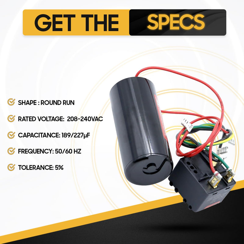 [Australia - AusPower] - Seentech CSR-U2 Hard Start Capacitor Kit for HVAC Systems, Compatible with 3.5–5 Ton AC Compressors, 189–227 µF, 208–240VAC, 50/60Hz 
