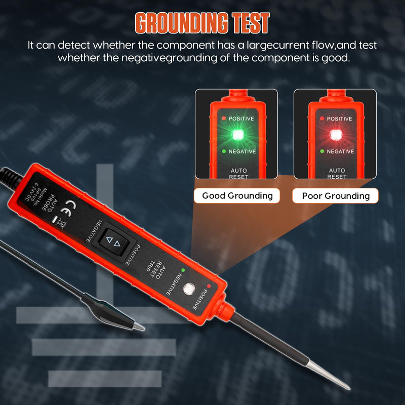[Australia - AusPower] - 6-24V Power Short Circuit Probe Tester with LED test light short-circuit tracking location and buzzer alarm, Automative Circuit Tester polarity test and continuity test function 