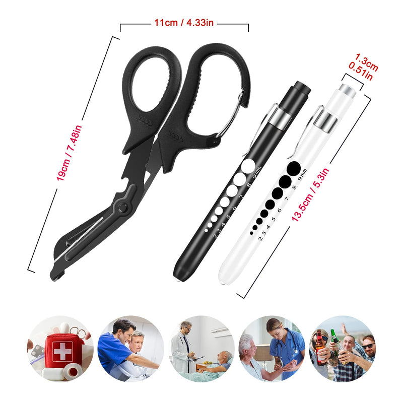 [Australia - AusPower] - Stethoscope Carrying Case Pink and 3 Pack Penlight and Medical Scissors for Nurses Doctor EMT First Aid 