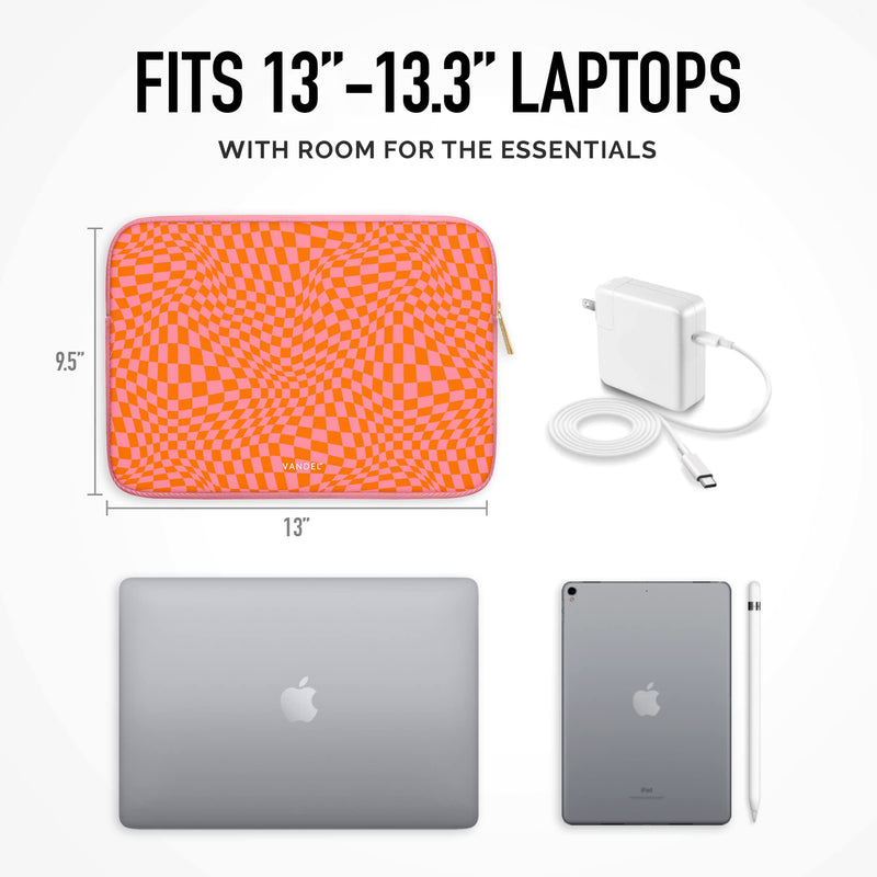 [Australia - AusPower] - Vandel 13 Inch Laptop Sleeve, Fits 13-13.3 in Laptops: MacBook Air Case, Pro, Case Chromebook M1 Sleeve Inch, HP Soft 13-13.3 Inch Pink Checker 