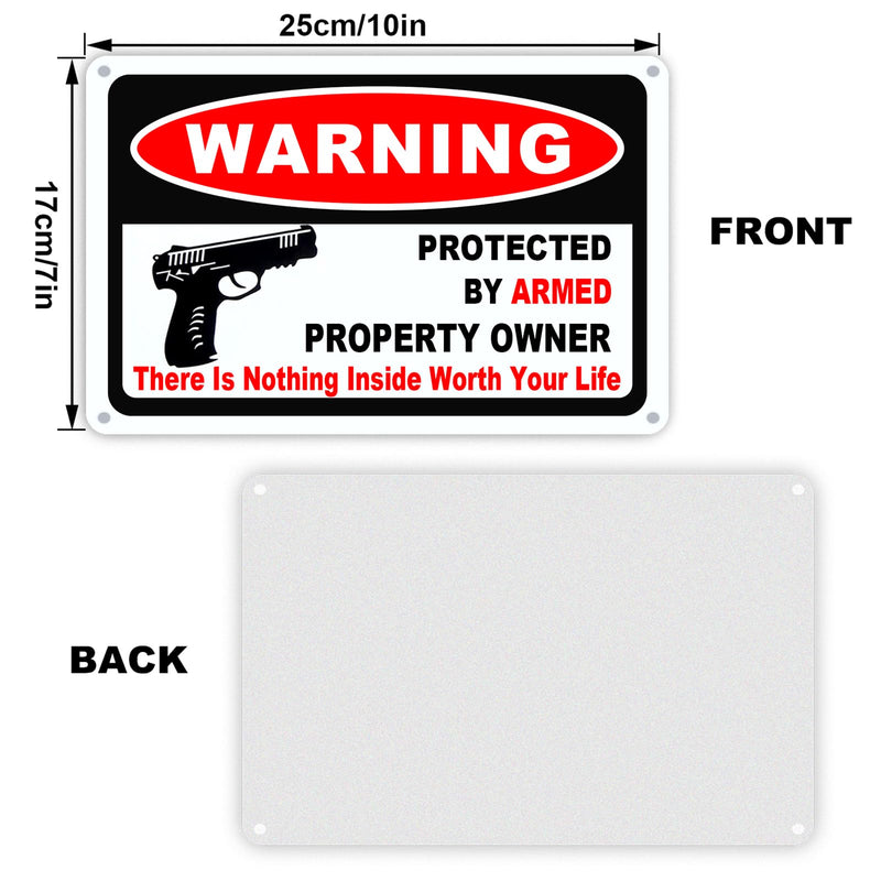 3Pack Gun Sign for Home Security 10x7 inch Warning Signs for Home Property Rust Aluminum Gun Warning Sign Weatherproof and UV Protected 3