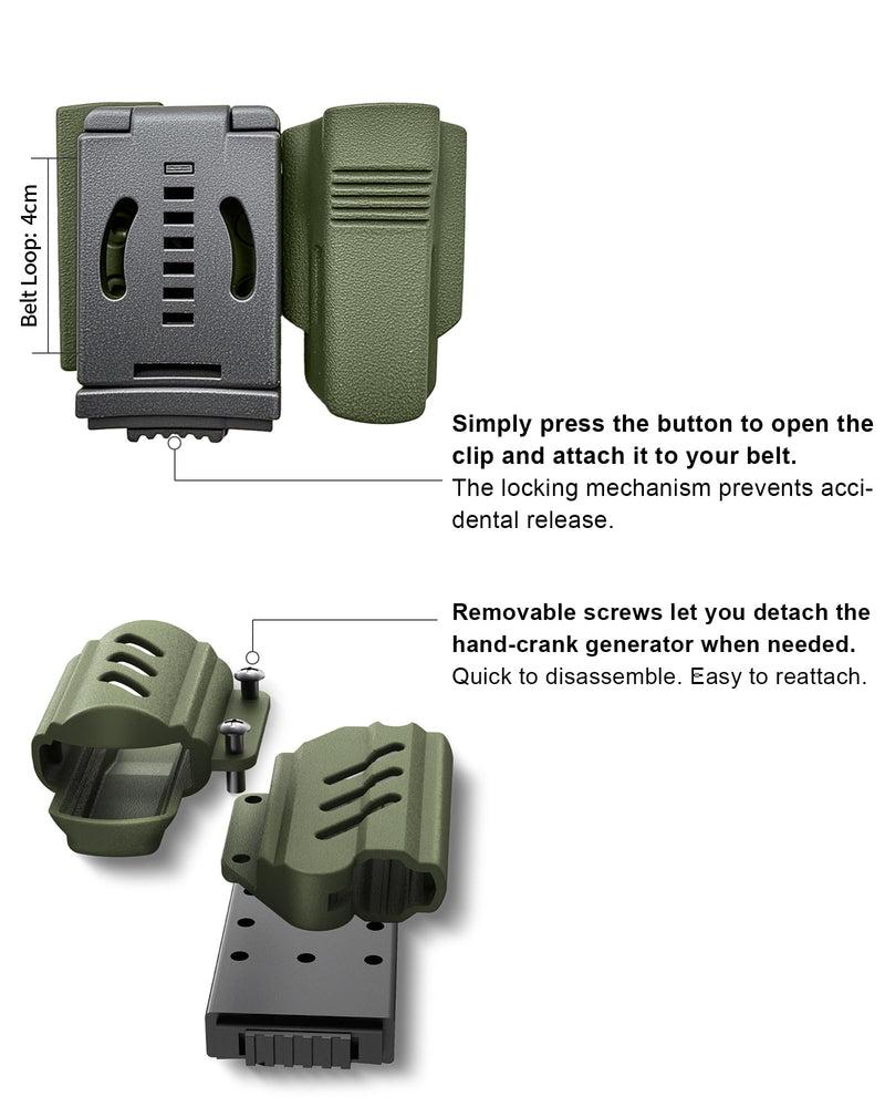 VIPERADE VAK6 Survival Multitool with Folding Knife, LED Flashlight, Pulse Ignition and Hand Crank Generator, Camping Multitool Knife Rechargeable Flashlight with Belt Sheath Black
