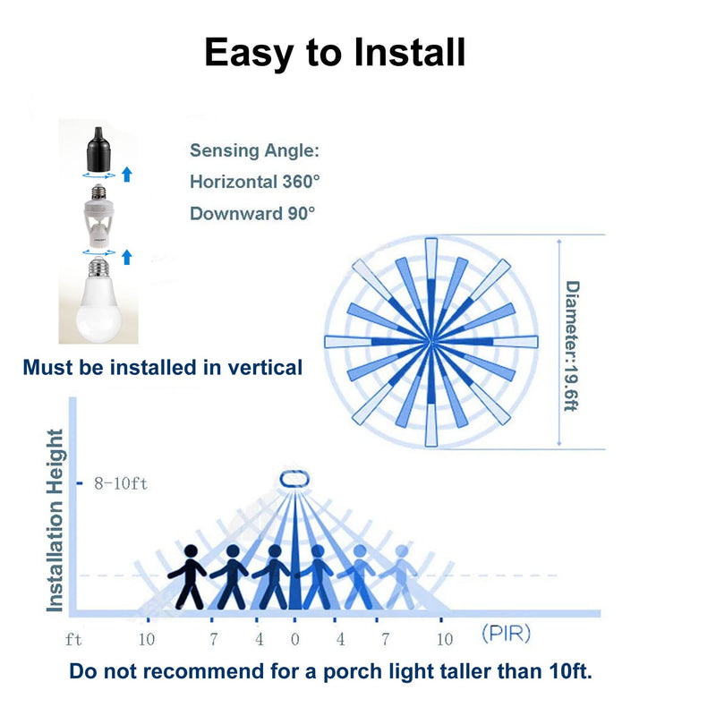 [Australia - AusPower] - 2pcs Motion Activated Light Sockets, E26/E27 Screw in Add on/off Motion Sensor Sockets for Existing Lights, Dusk and Dawn Auto Motion Sensor Light Sockets Indoor for Porch Garage Basement 2 