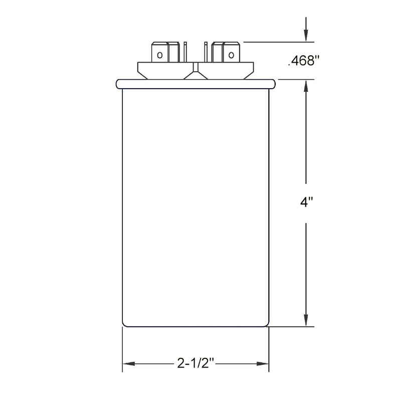 USA Run Capacitor 60+5 UF 60/5 MFD 370 VAC / 440 VAC 2-1/2 Inch Round Heavy Duty
