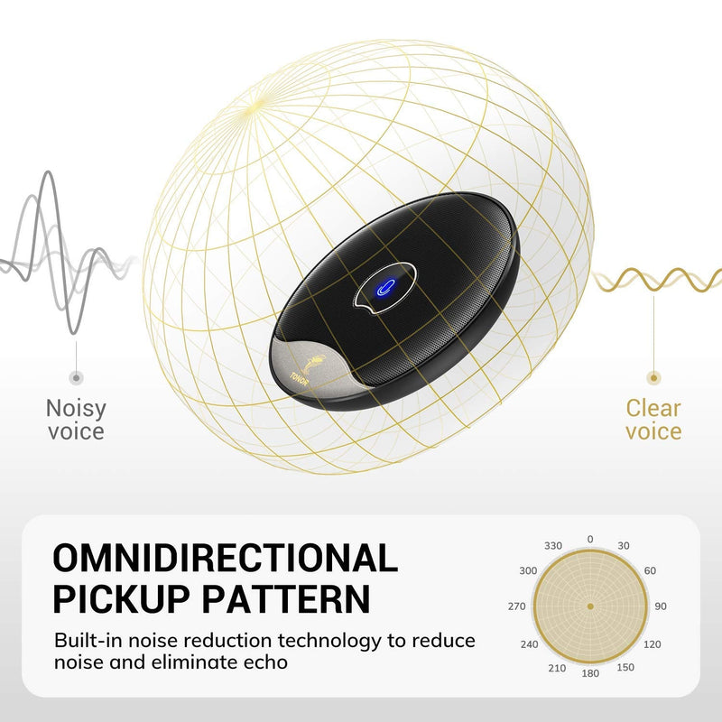 [Australia - AusPower] - TONOR USB Conference Microphone, 360° Omnidirectional PC Computer Condenser Mic with Mute Button for Online Meeting/Class, Zoom Call, Skype Chatting, Plug & Play (TM20) 