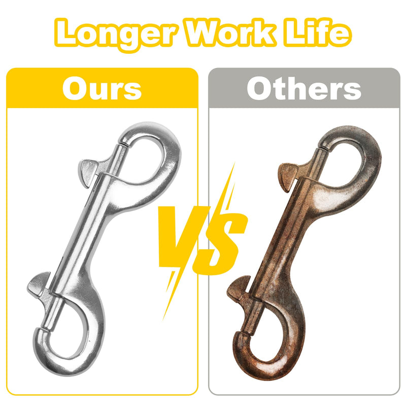 [Australia - AusPower] - Double Ended Bolt Snap Hook, 2-Pack 3-1/2 in 316 Stainless Steel Marine Grade Double End Trigger Snaps Metal Clips for Dog Leash, Key Chain, Horse Tack, Pet Feed Buckets, Diving 